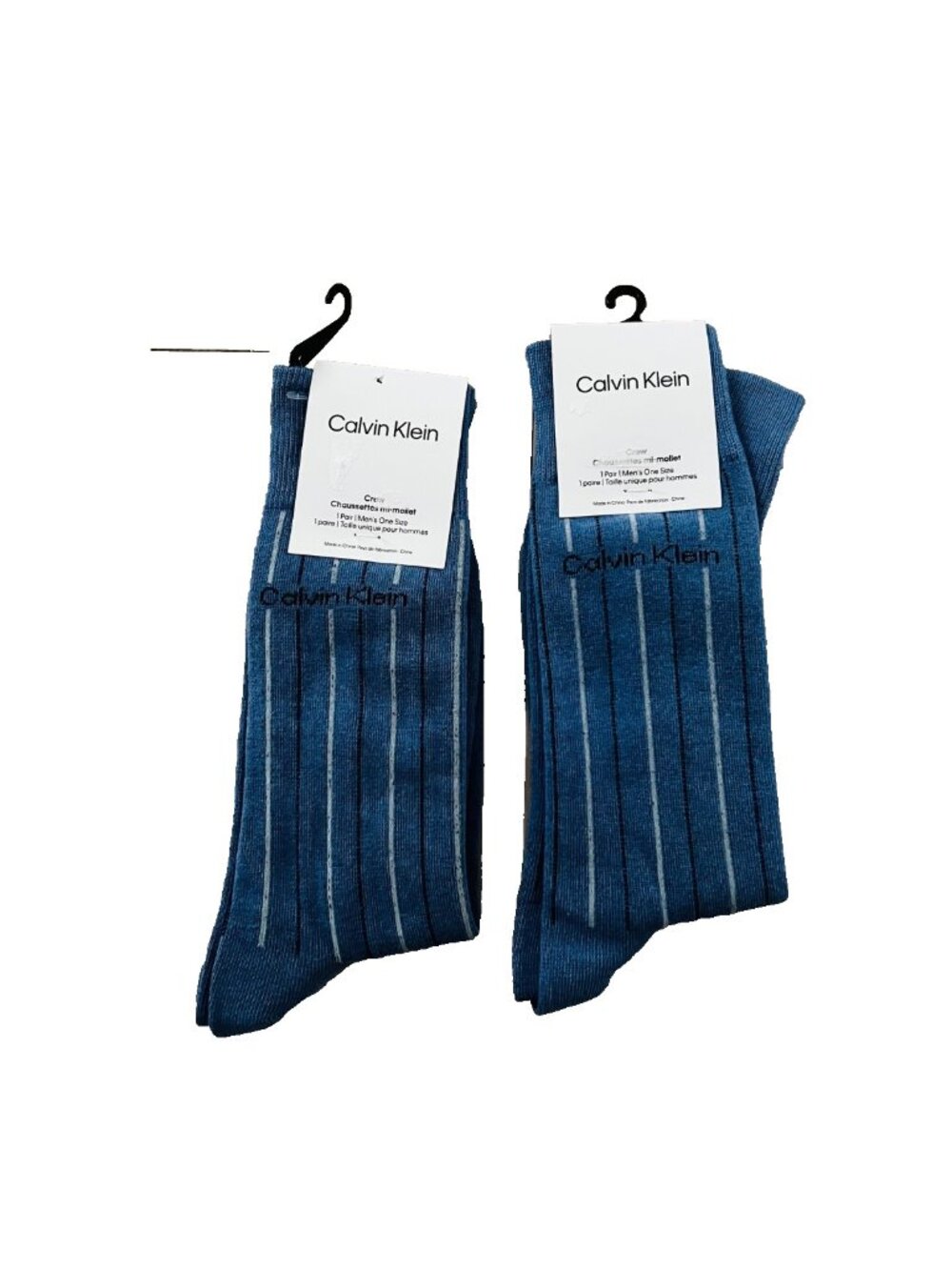 Calvin Klein CK Set of 2 Striped Blue Socks Combed Cotton ( O/S )